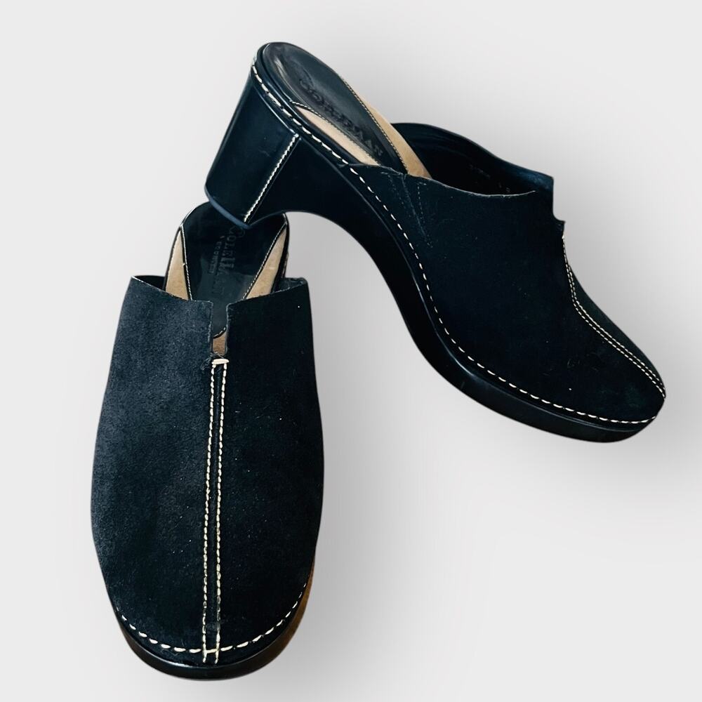 Cole Haan Womens Shoes 9B Clogs Black Suede Mules D13555 3" Platform Heel